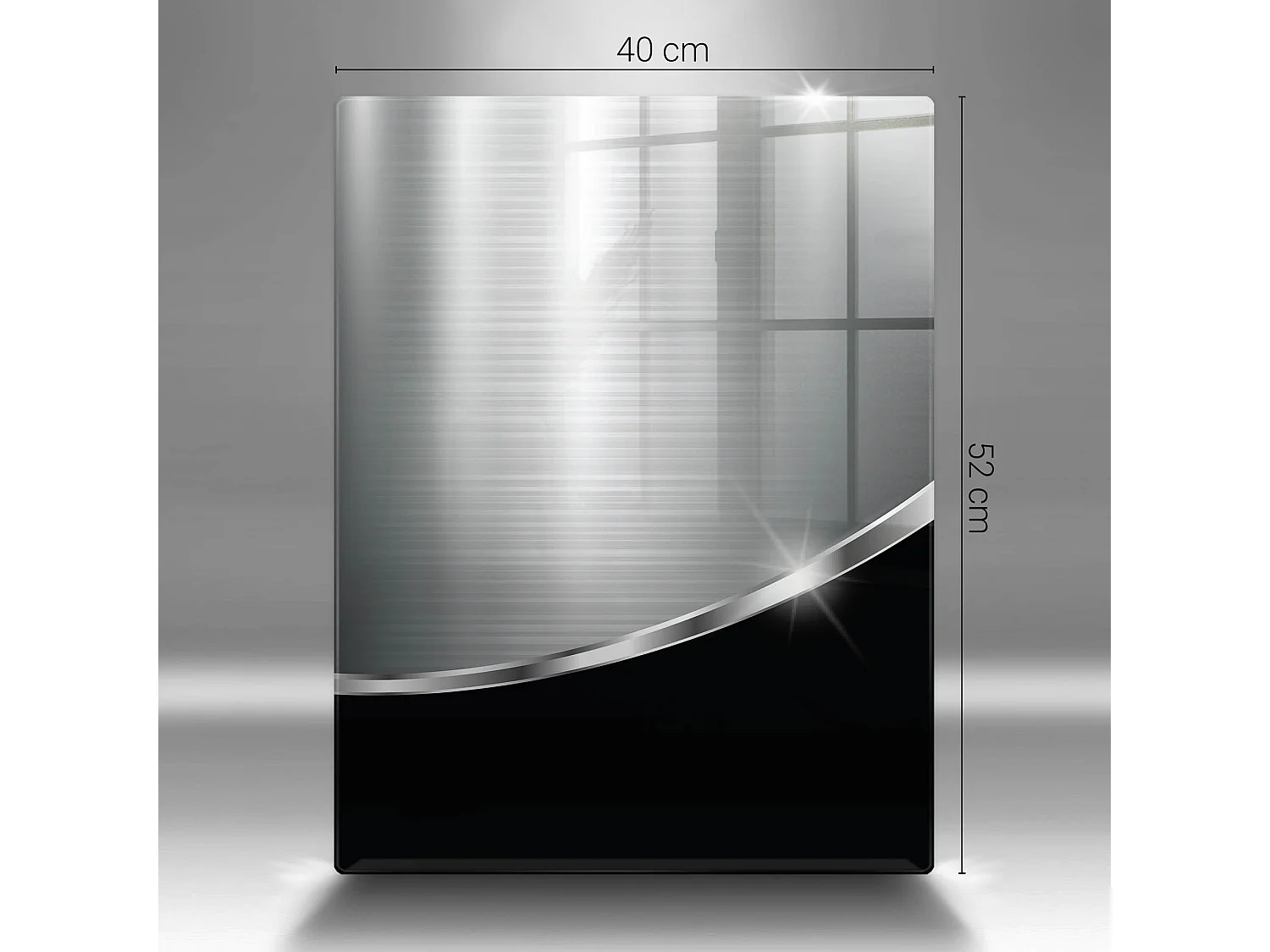 Rechthoekig glazen keukenbord, 30x52 cm Abstractie met metaal.