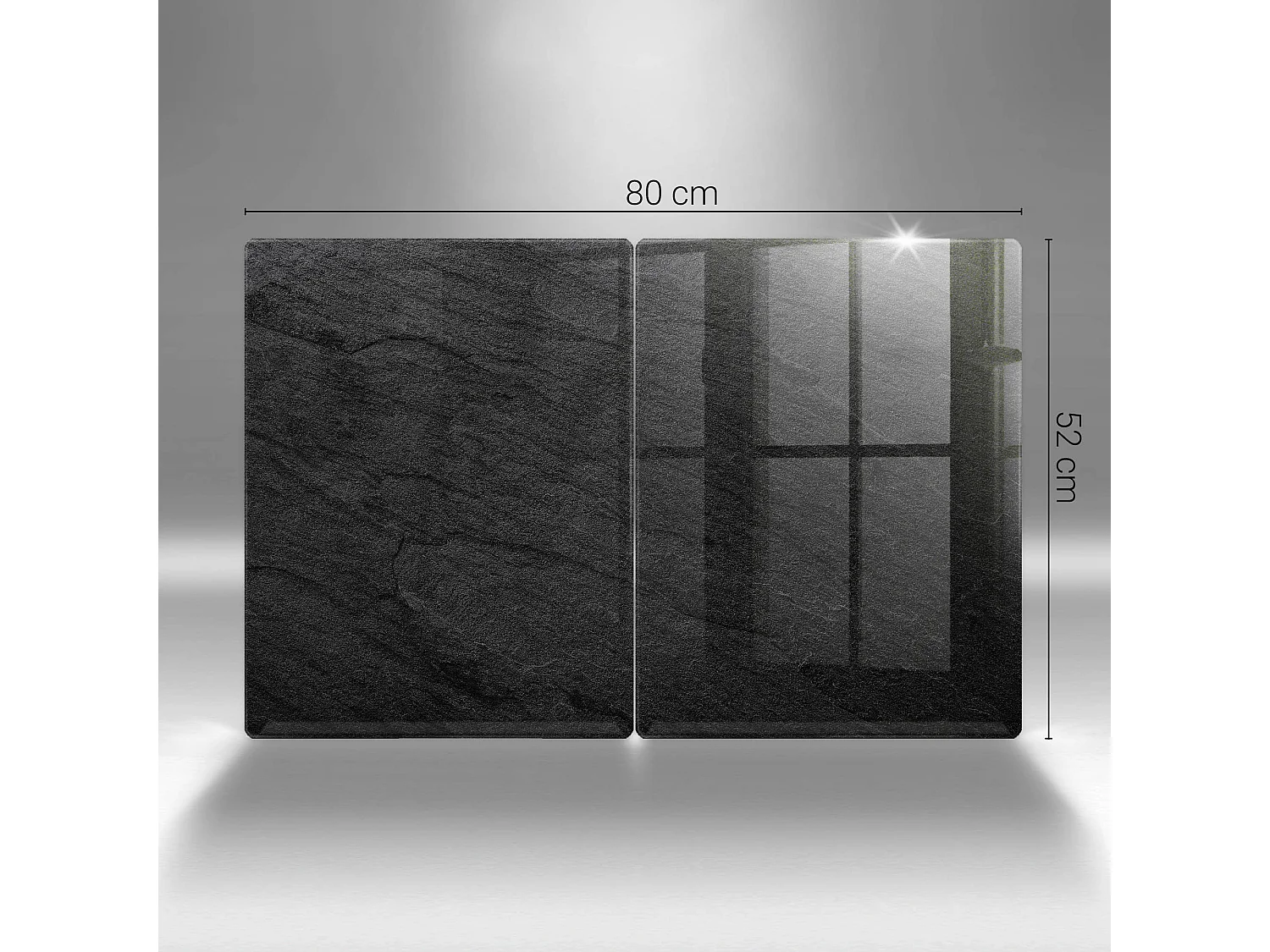 Rechteckiges Küchenbrett aus Glas, 2 Stück, 40x52 cm, Steinstruktur