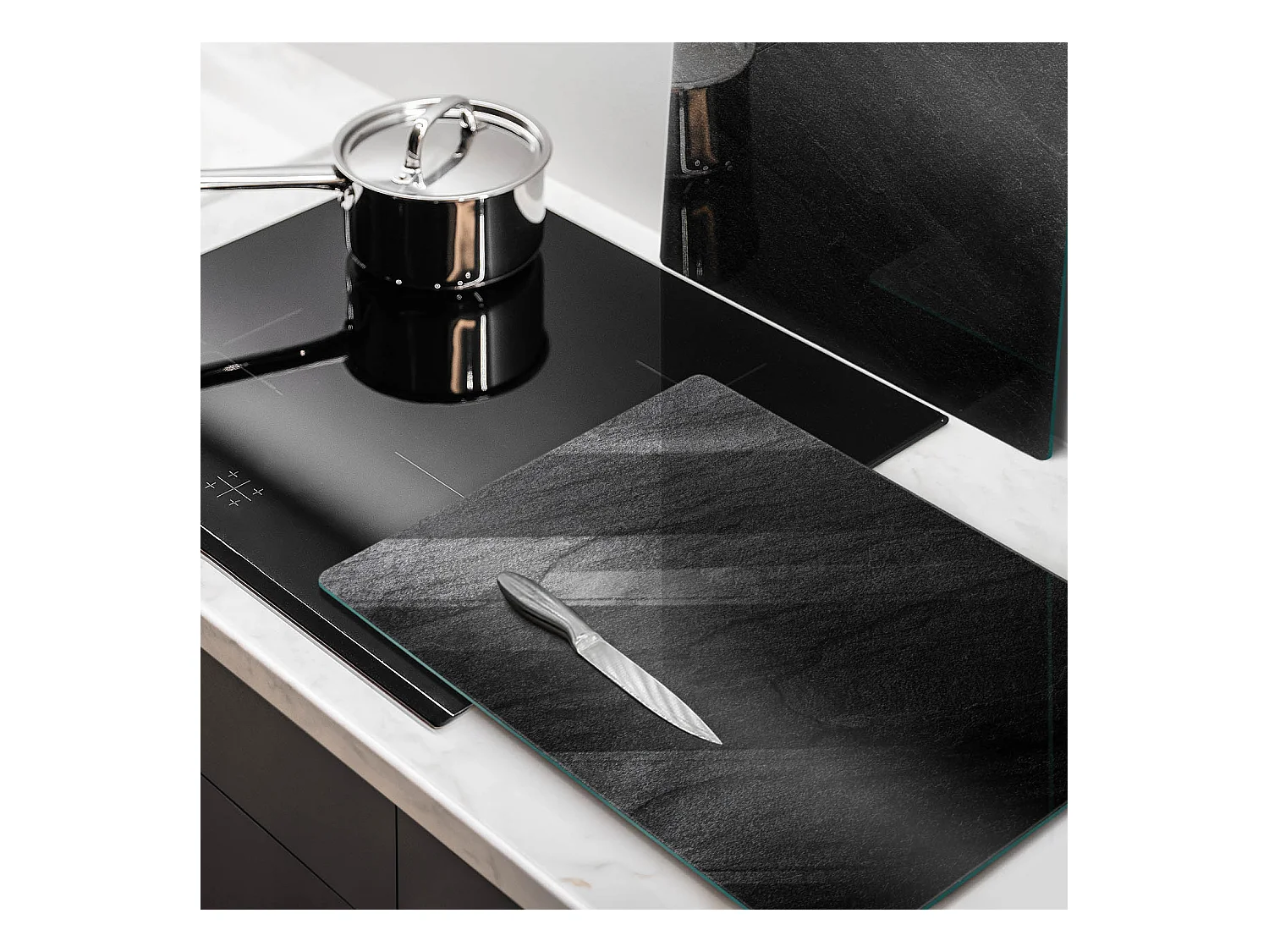 Planche de cuisine rectangulaire en verre, 2 pièces, 40x52 cm, texture pierre