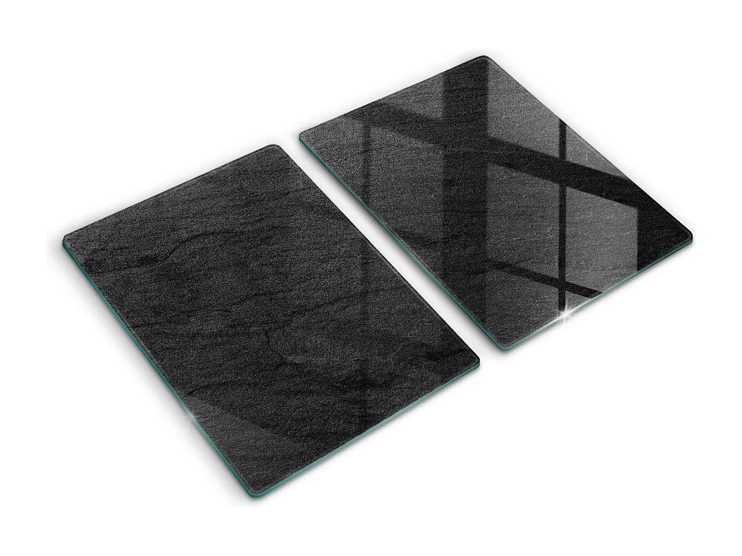 Rechteckiges Küchenbrett aus Glas, 2 Stück, 40x52 cm, Steinstruktur