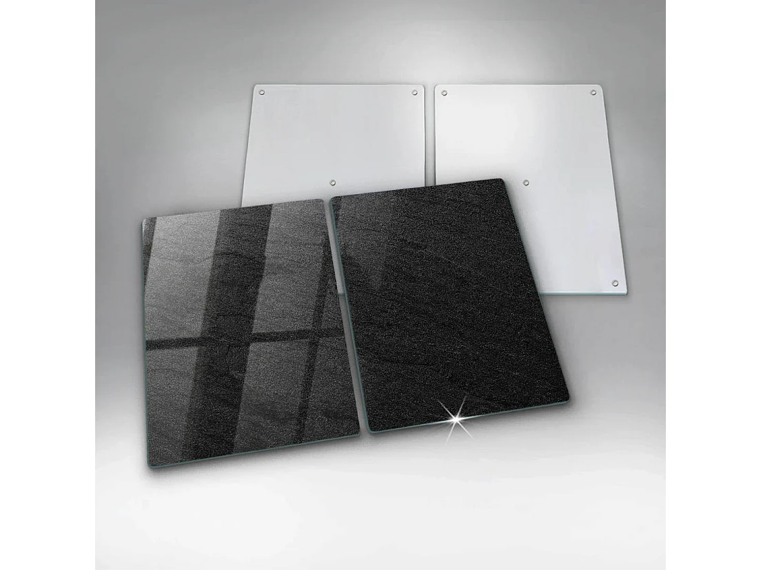 Rechteckiges Küchenbrett aus Glas, 2 Stück, 40x52 cm, Steinstruktur