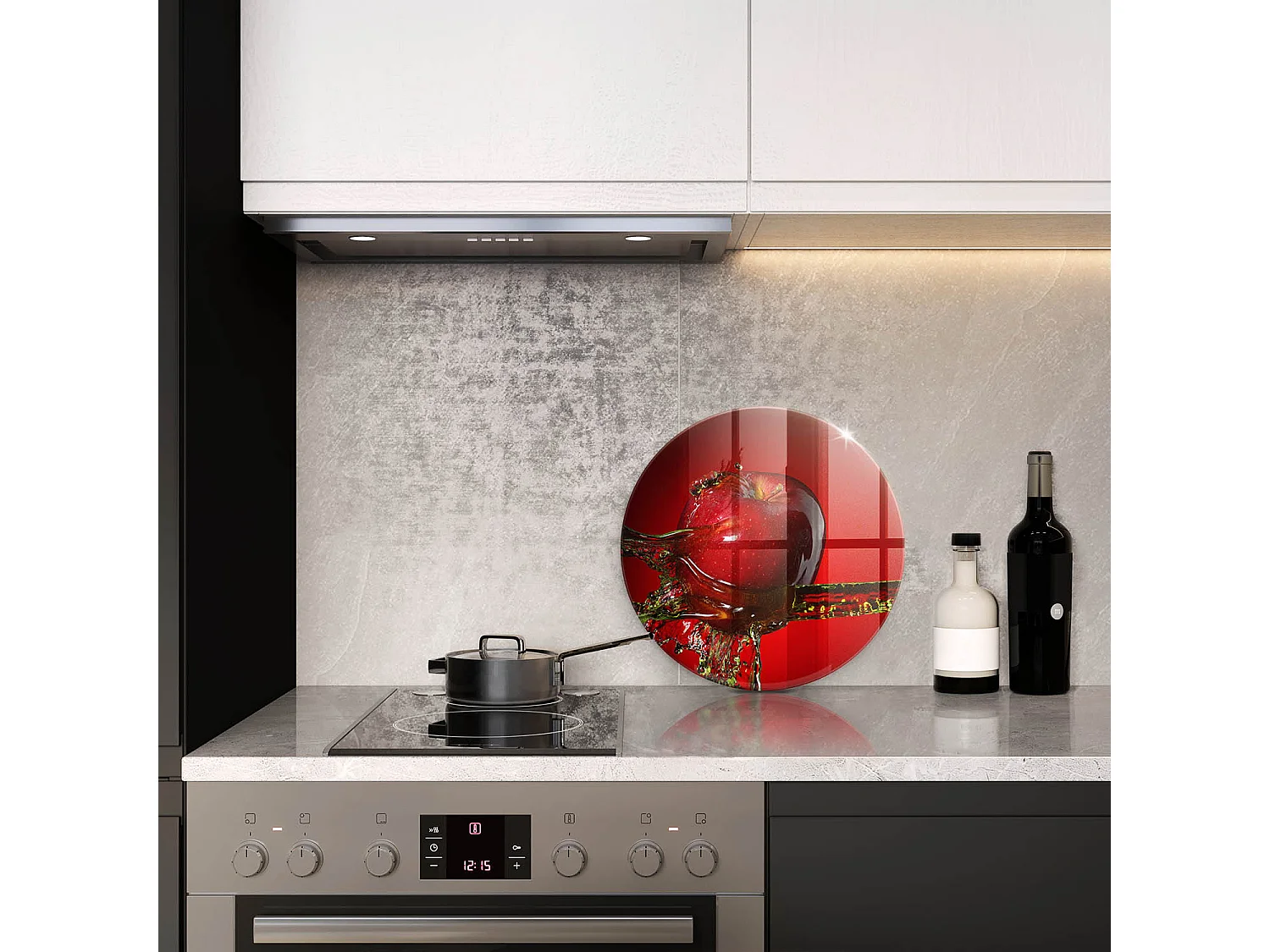 Planche de cuisine ronde en verre, 40 cm Pomme dans l'eau