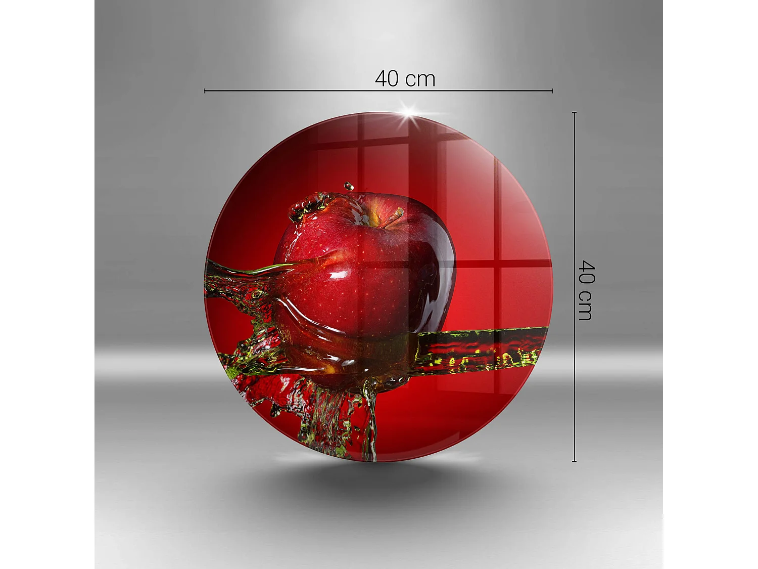 Planche de cuisine ronde en verre, 40 cm Pomme dans l'eau
