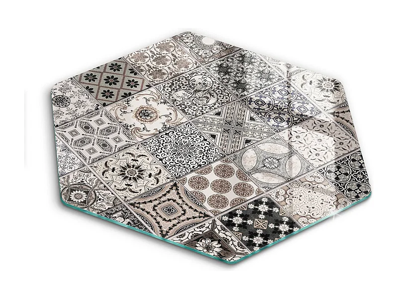 Zeshoekige glazen keukenplank, 40 cm Decoratieve tegels