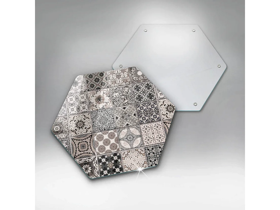 Zeshoekige glazen keukenplank, 40 cm Decoratieve tegels