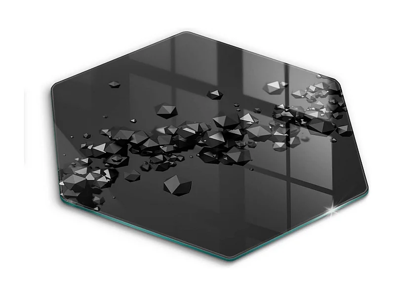 Zeshoekig glazen keukenbord, 40 cm, 3D-vormen, abstractie