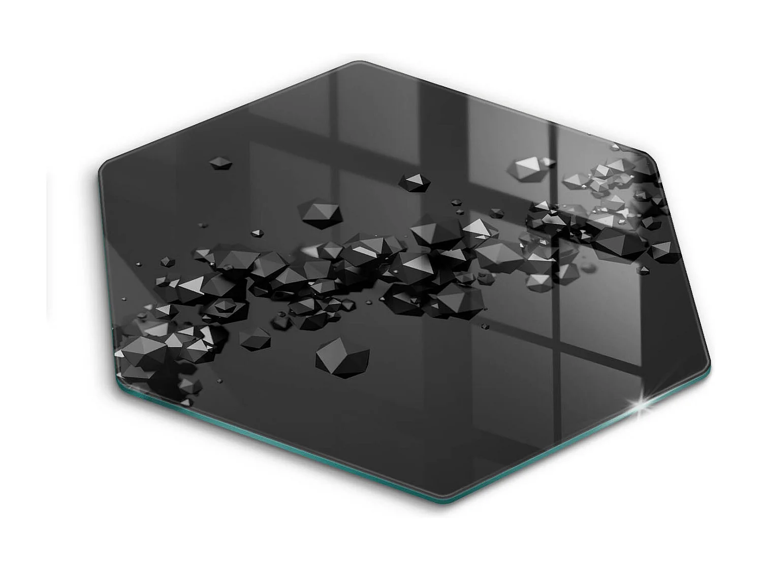 Planche de cuisine hexagonale en verre, 40 cm, formes 3D, abstraction