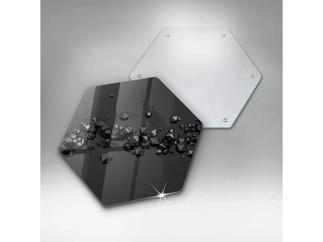 Planche de cuisine hexagonale en verre, 40 cm, formes 3D, abstraction