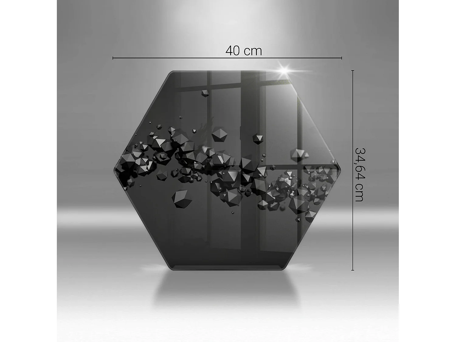Planche de cuisine hexagonale en verre, 40 cm, formes 3D, abstraction