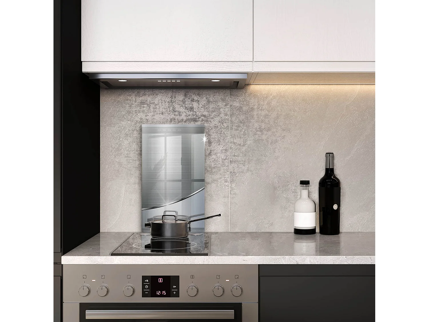 Tablero de cocina rectangular de vidrio, 30x52 cm Motivo abstracto de metal