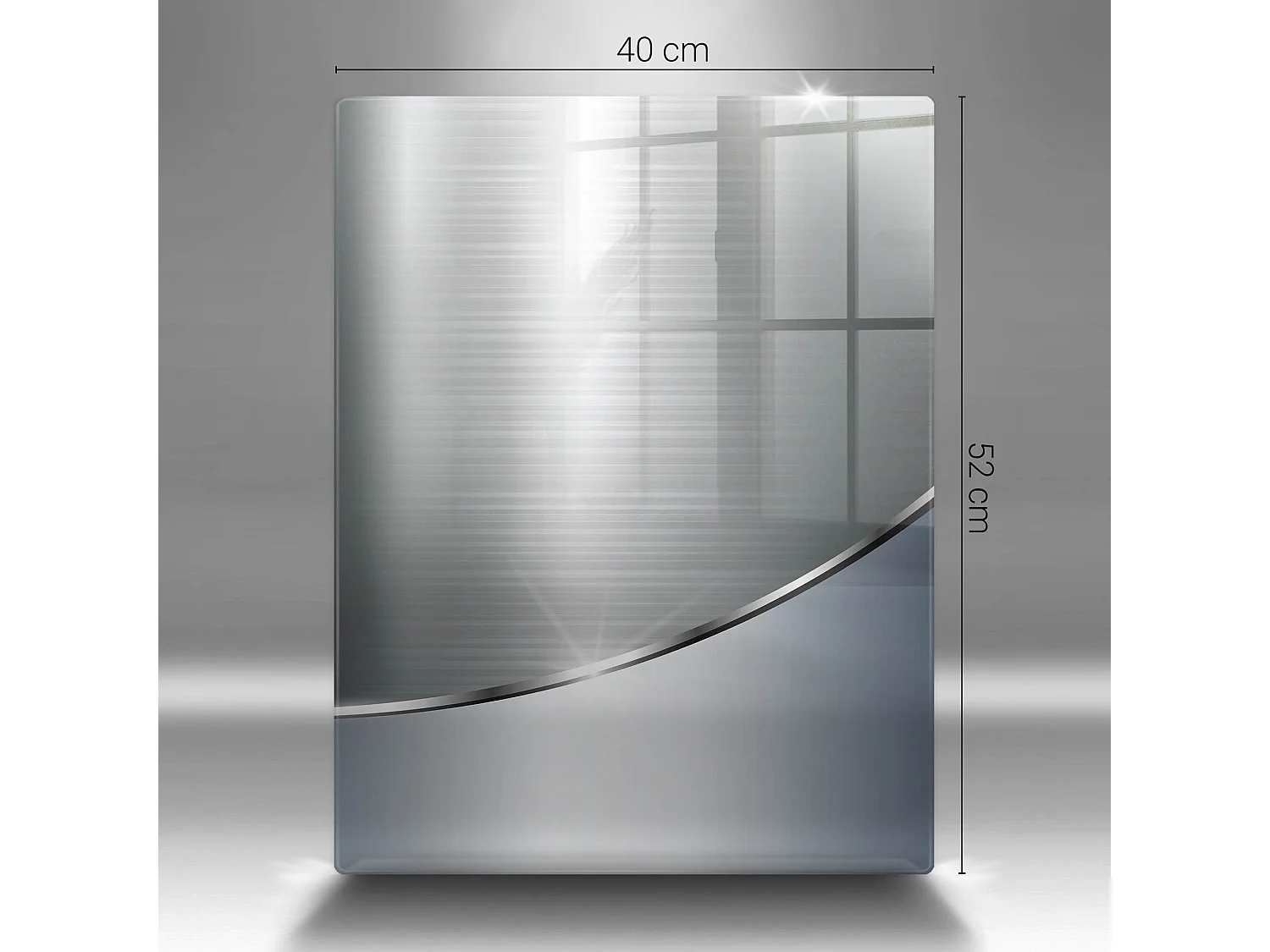 Tablero de cocina rectangular de vidrio, 30x52 cm Motivo abstracto de metal