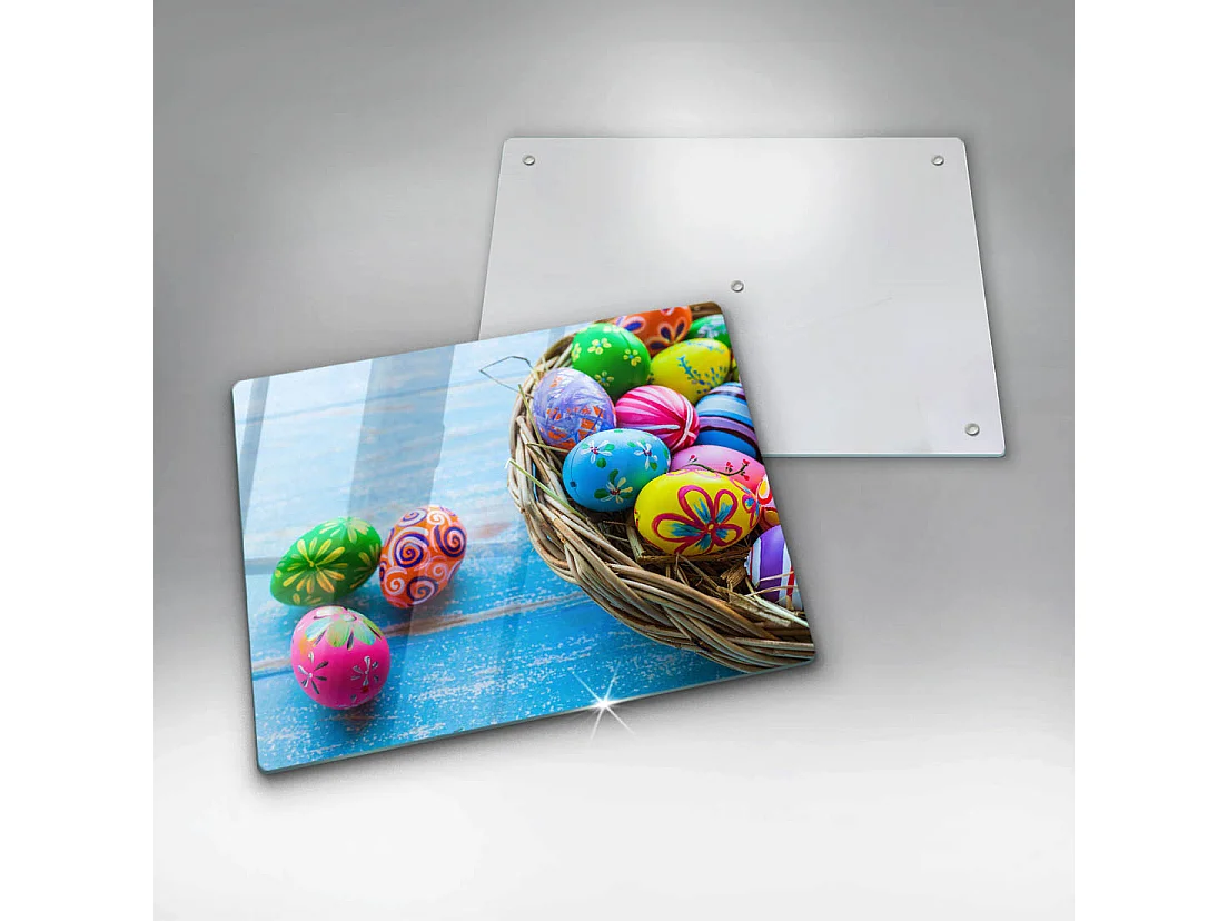 Rechteckiges Küchenbrett aus Glas, 52x40 cm Ostereier
