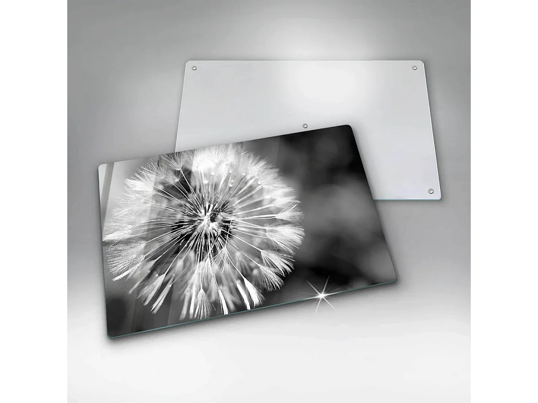 Rechteckiges Küchenbrett aus Glas, 80x52 cm Zarte Löwenzahnfarbe