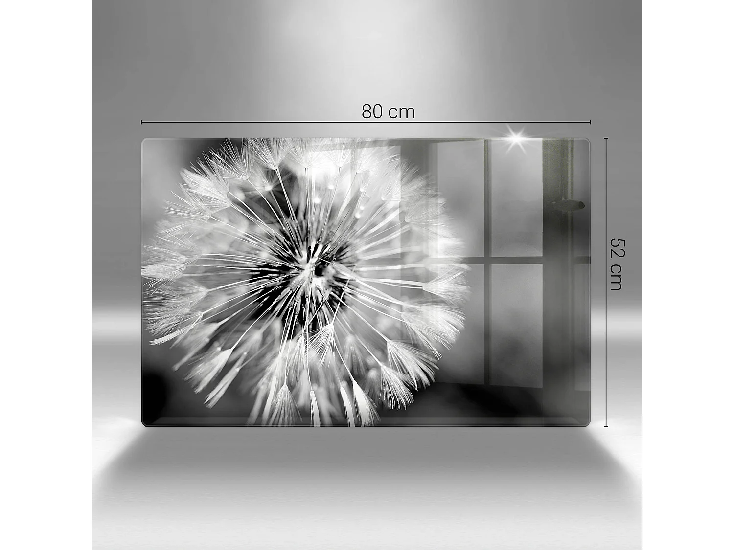 Rechteckiges Küchenbrett aus Glas, 80x52 cm Zarte Löwenzahnfarbe