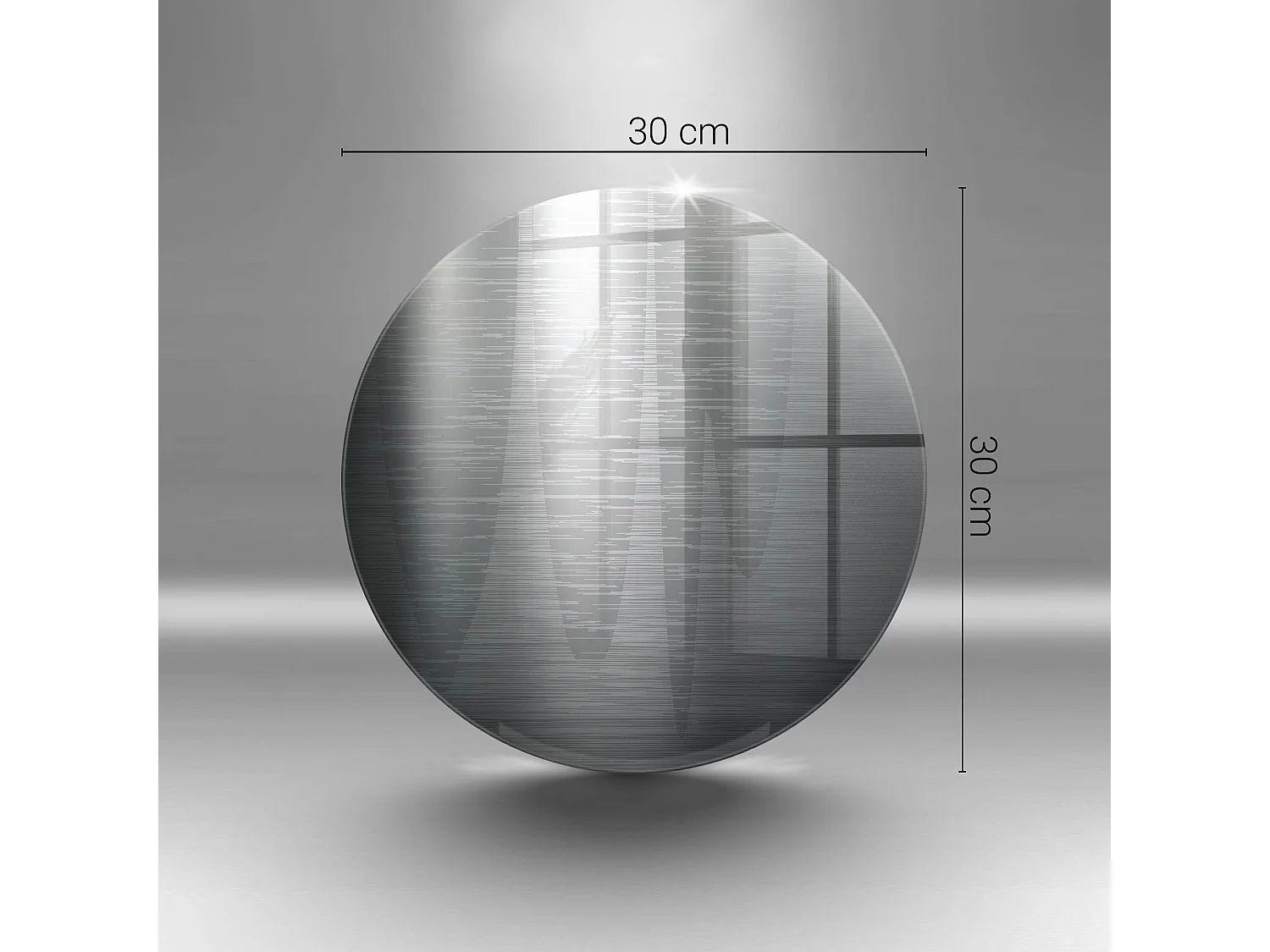 Planche de cuisine ronde en verre, 30 cm, texture métal