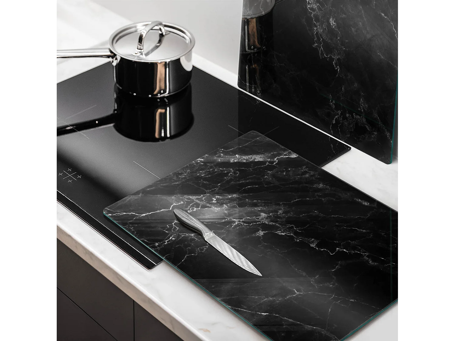 Planche de cuisine rectangulaire en verre, 2 pièces, 40x52 cm Marbre élégant