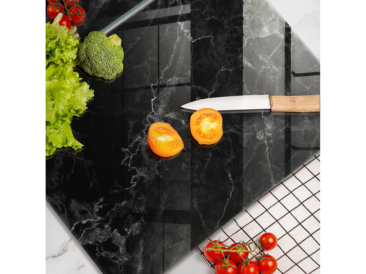 Planche de cuisine rectangulaire en verre, 2 pièces, 40x52 cm Marbre élégant