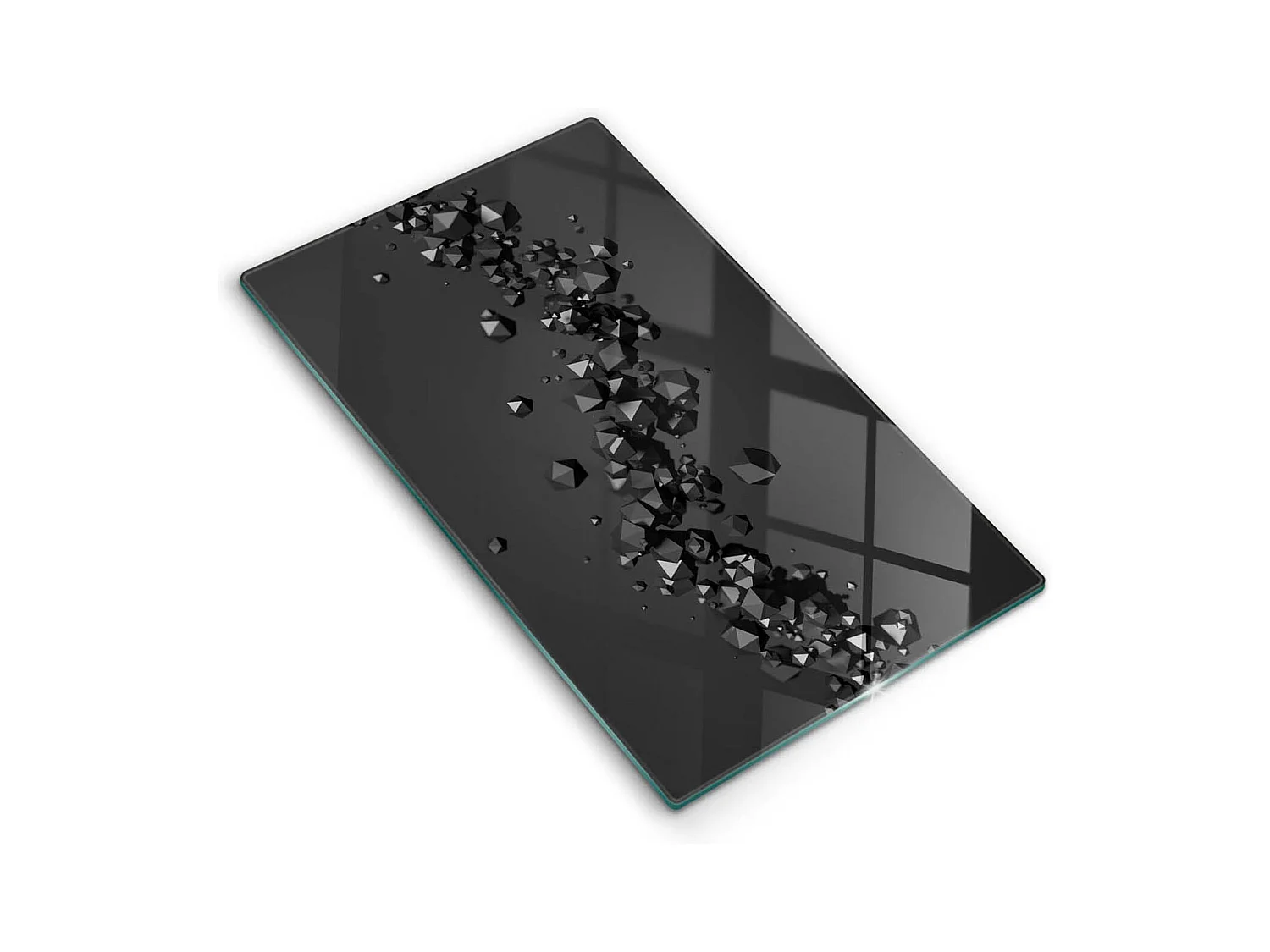Planche de cuisine rectangulaire en verre, 30x52 cm Abstraction de formes 3D.