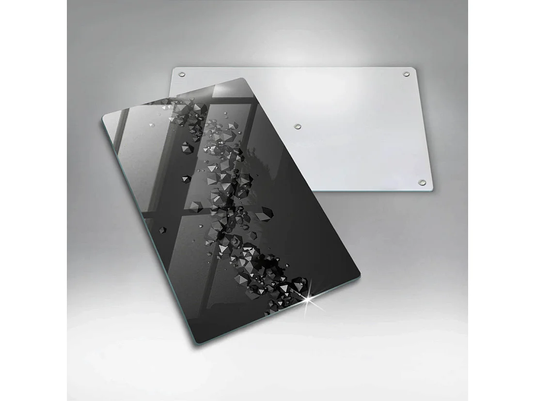 Planche de cuisine rectangulaire en verre, 30x52 cm Abstraction de formes 3D.