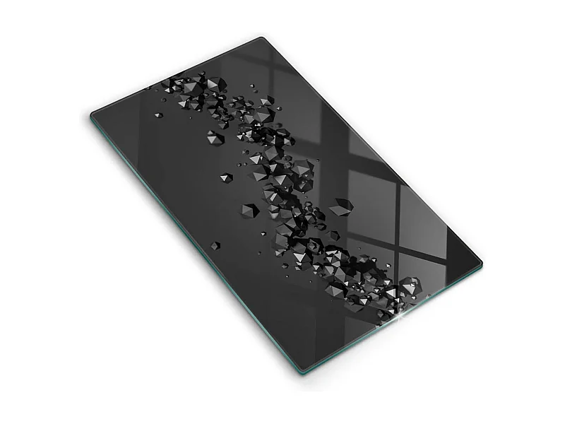 Tagliere da cucina rettangolare in vetro, 30x52 cm Astrazione di forme 3D.