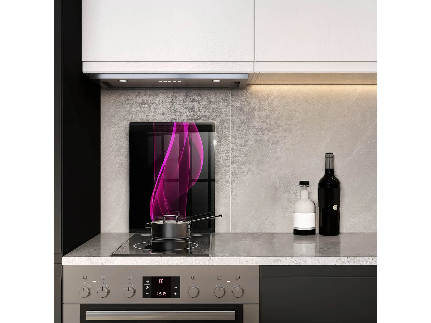 Planche de cuisine rectangulaire en verre, 40x52 cm Abstraction rose.