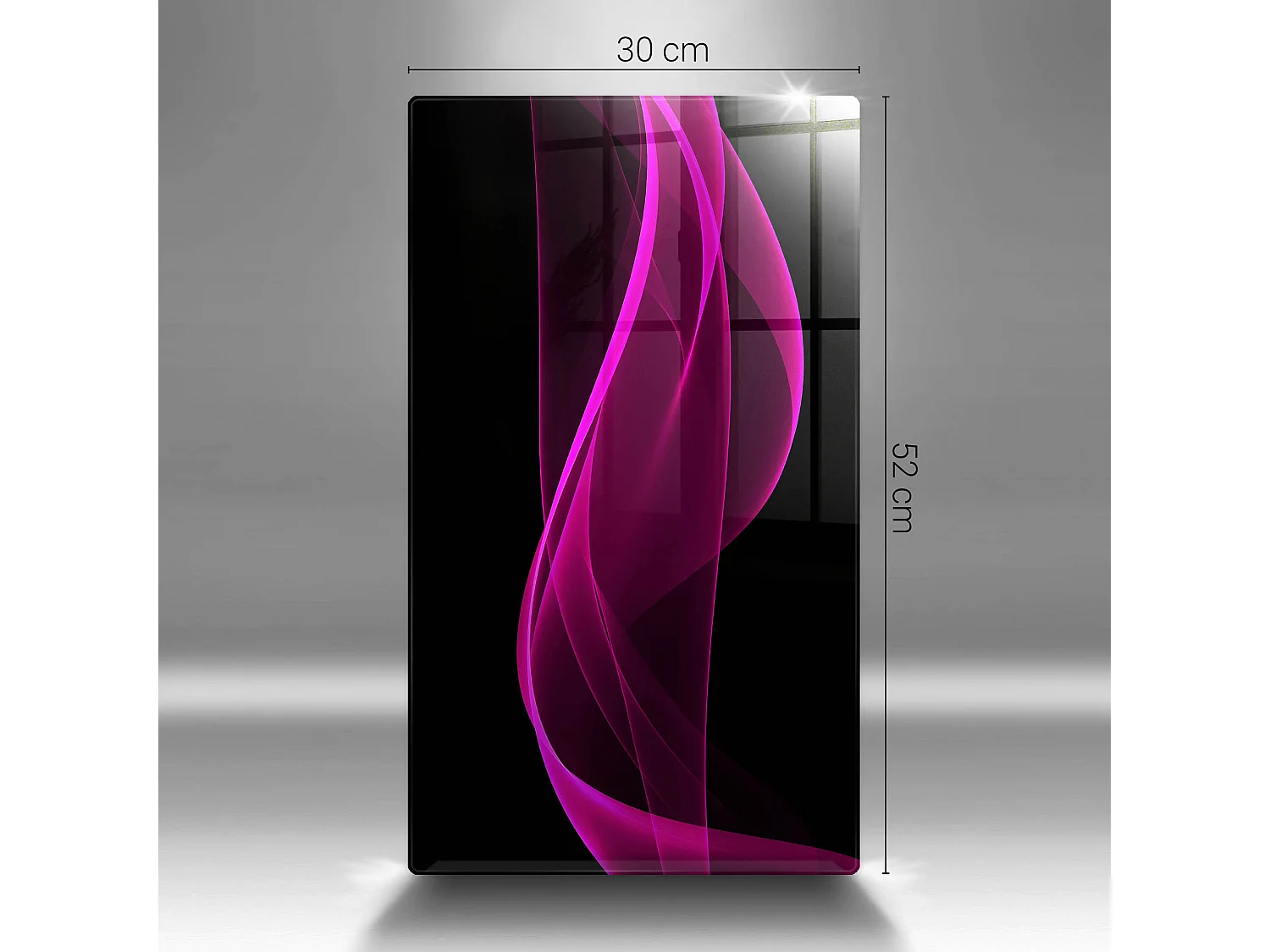 Planche de cuisine rectangulaire en verre, 40x52 cm Abstraction rose.