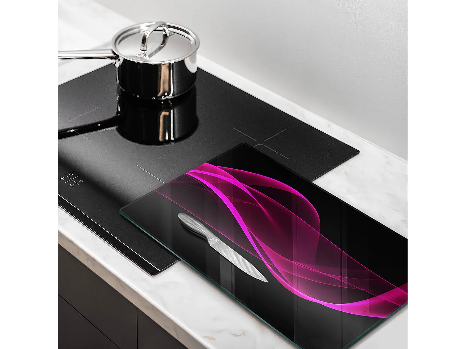 Rechthoekig glazen keukenbord, 30x52 cm Roze abstractie.