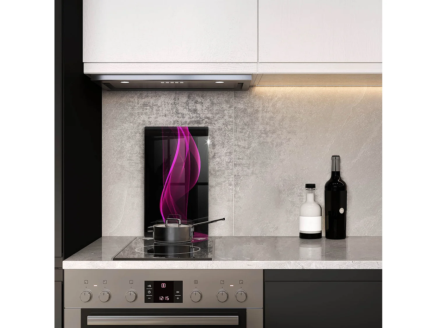 Tablero de cocina rectangular de cristal, 30x52 cm Abstracción rosa.