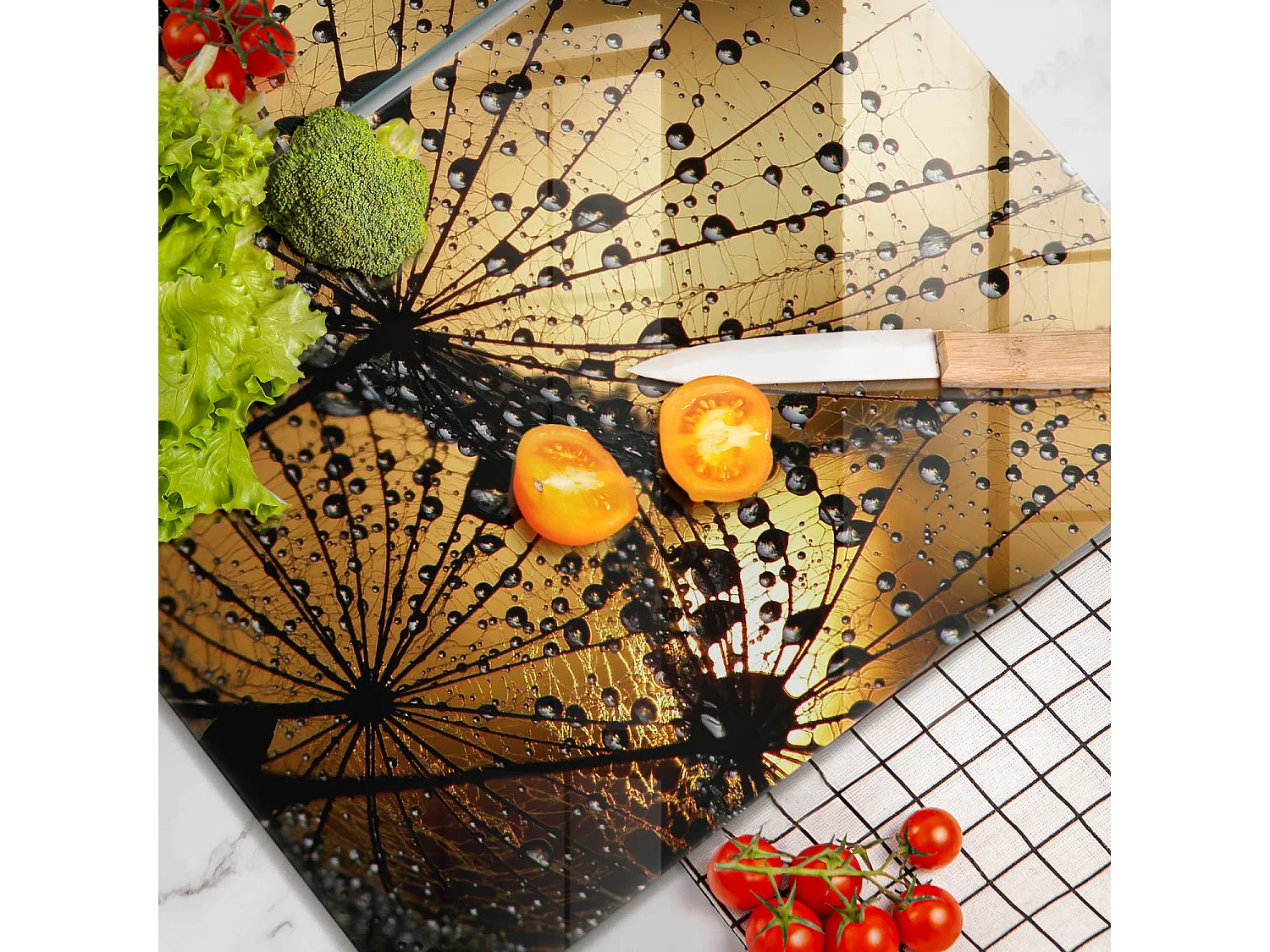 Planche de cuisine rectangulaire en verre, 2 pièces 40x52 cm Rosa et pissenlits