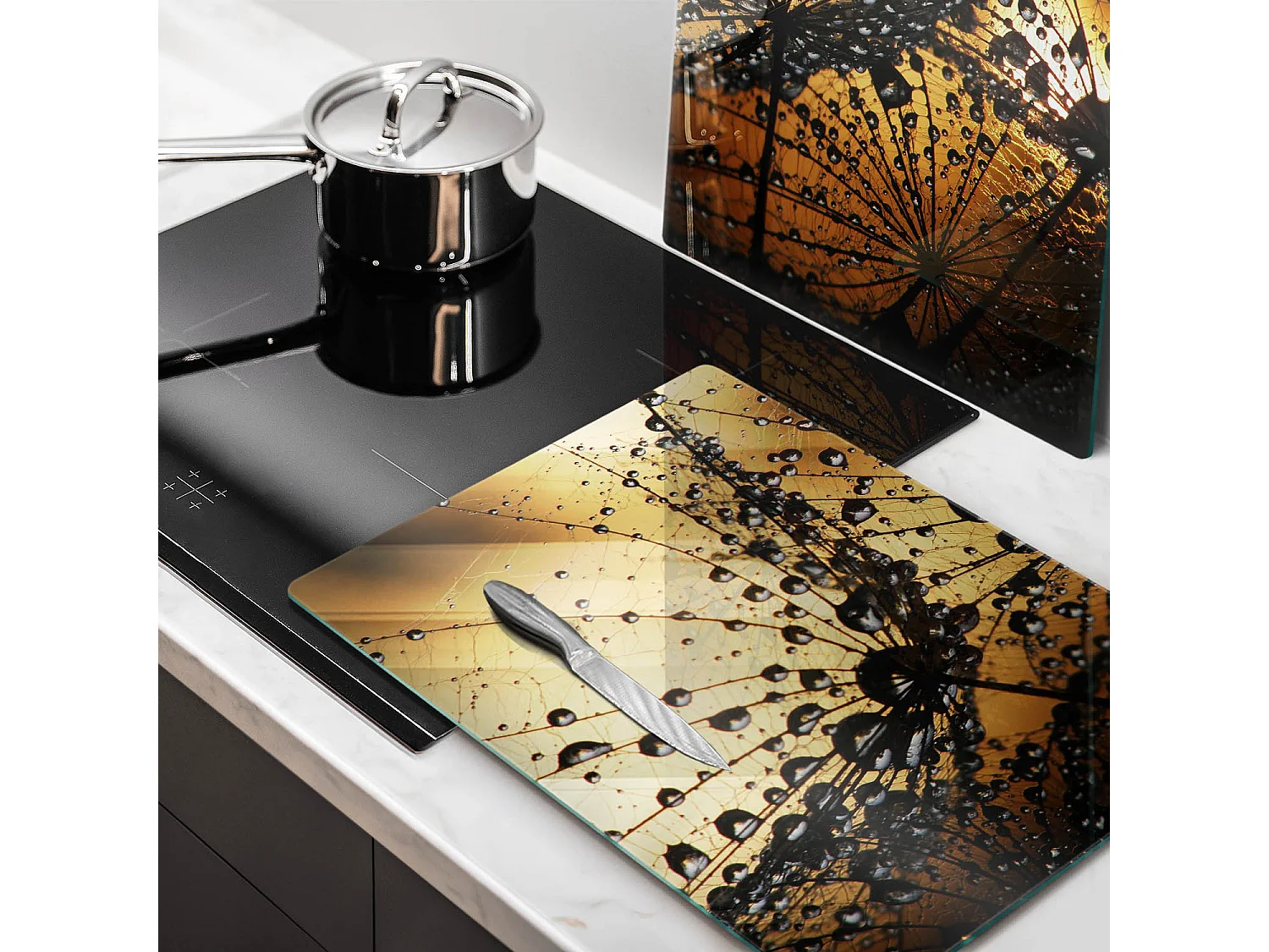 Planche de cuisine rectangulaire en verre, 2 pièces 40x52 cm Rosa et pissenlits