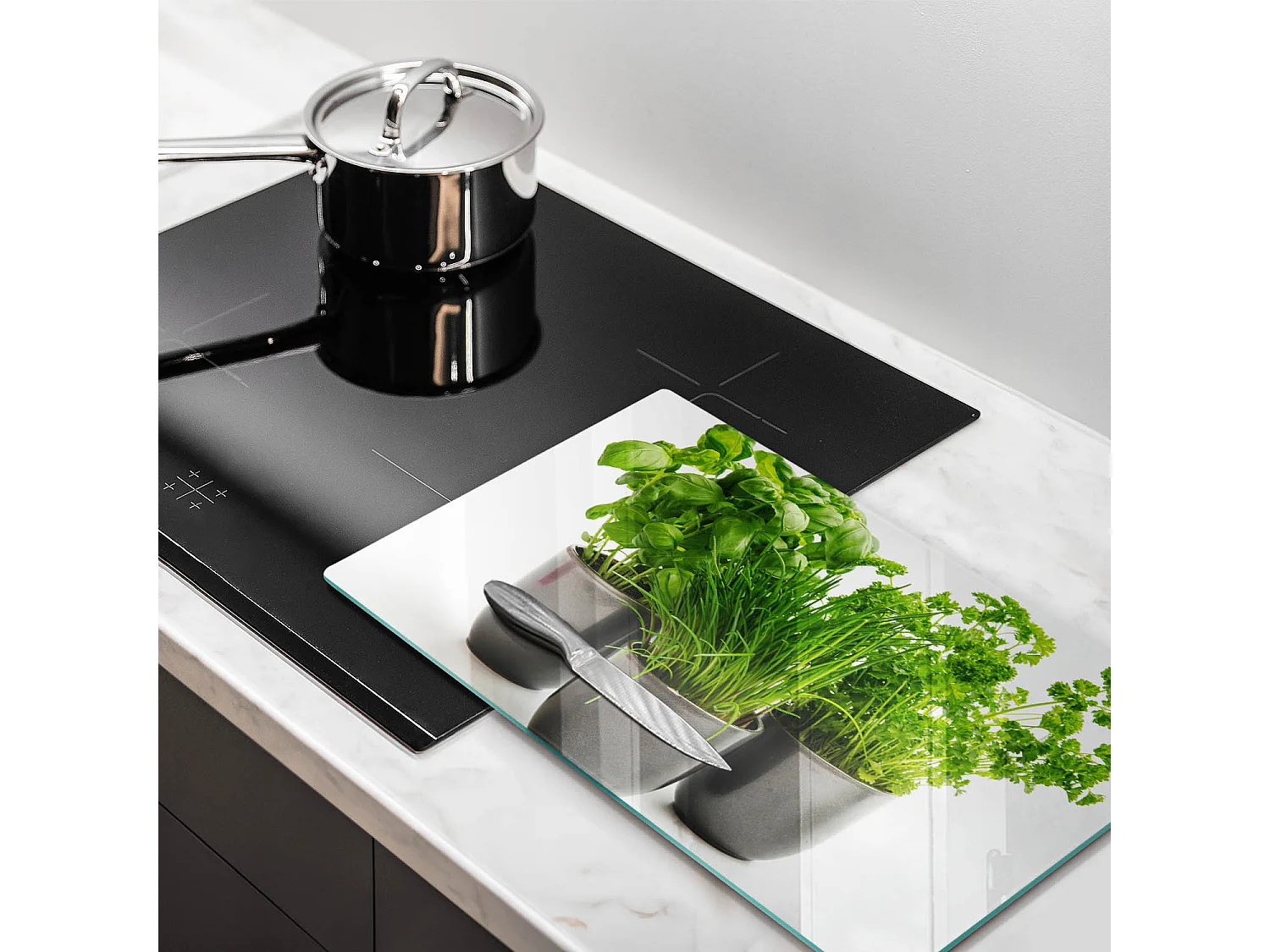 Planche de cuisine rectangulaire en verre, 52x30 cm Pots aux herbes