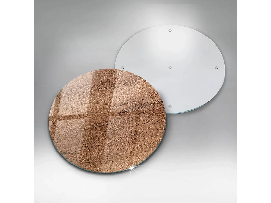 Planche de cuisine ronde en verre, 30 cm, texture bois
