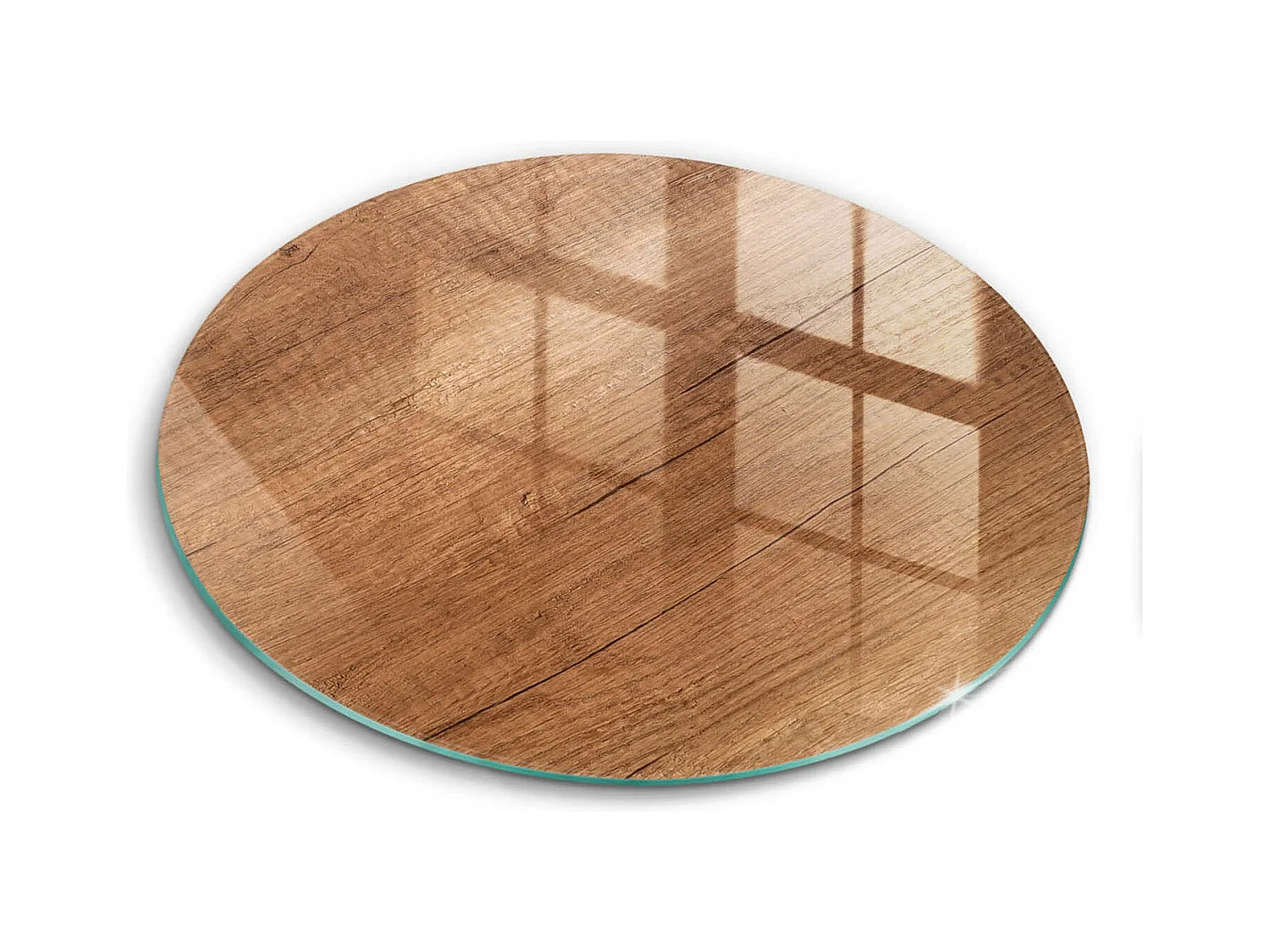 Planche de cuisine ronde en verre, 30 cm, texture bois