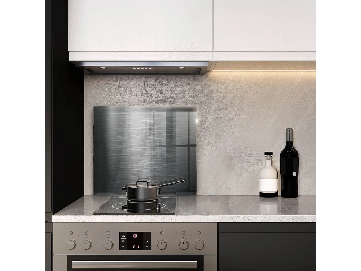 Rechteckiges Küchenbrett aus Glas, 60x52 cm, Metallstruktur