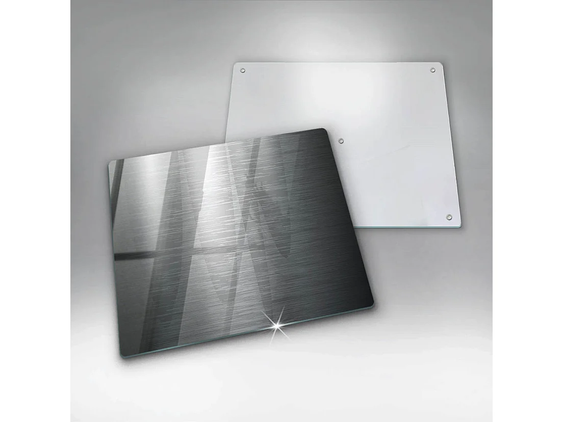 Rechteckiges Küchenbrett aus Glas, 60x52 cm, Metallstruktur