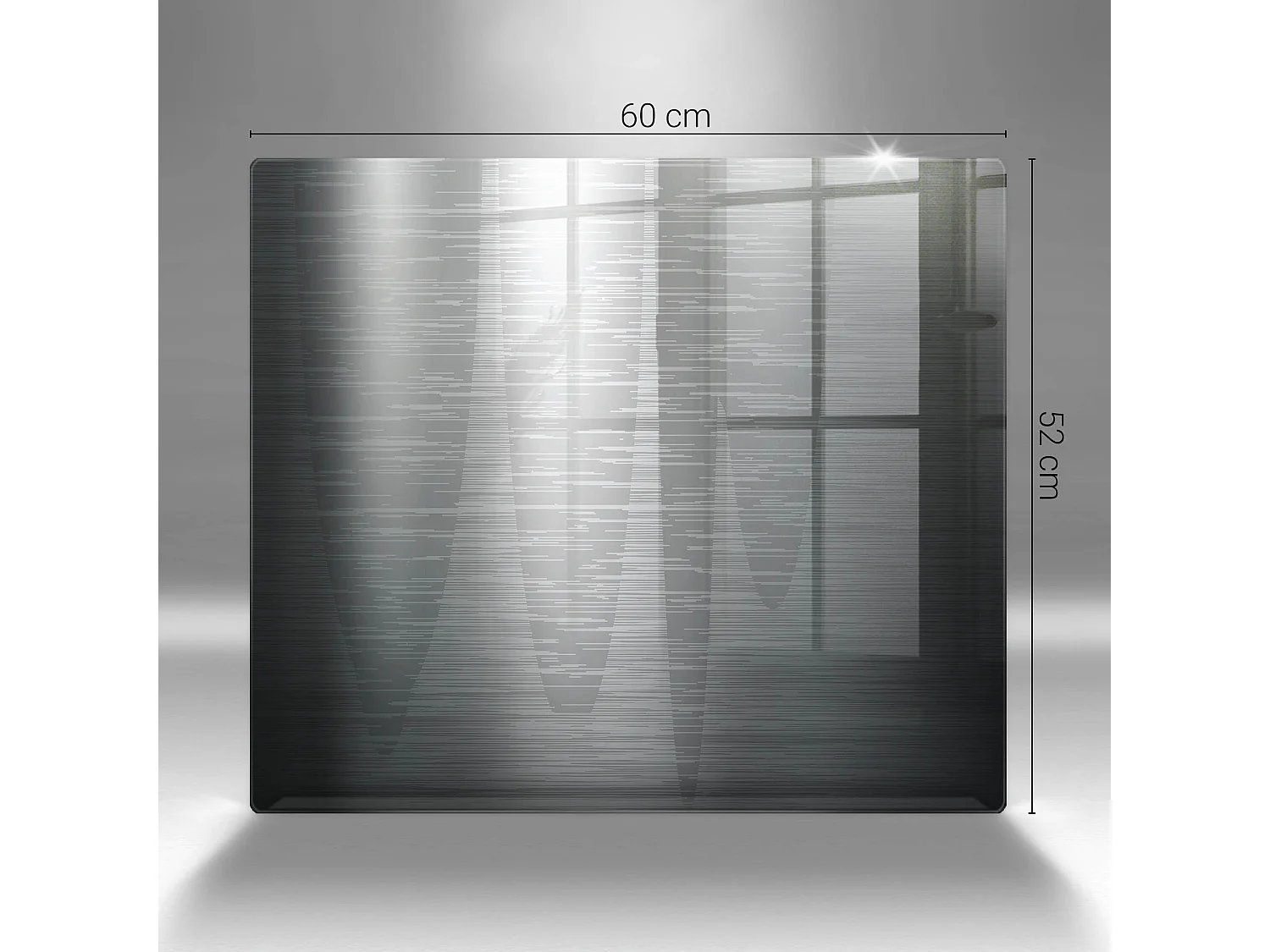 Rechteckiges Küchenbrett aus Glas, 60x52 cm, Metallstruktur