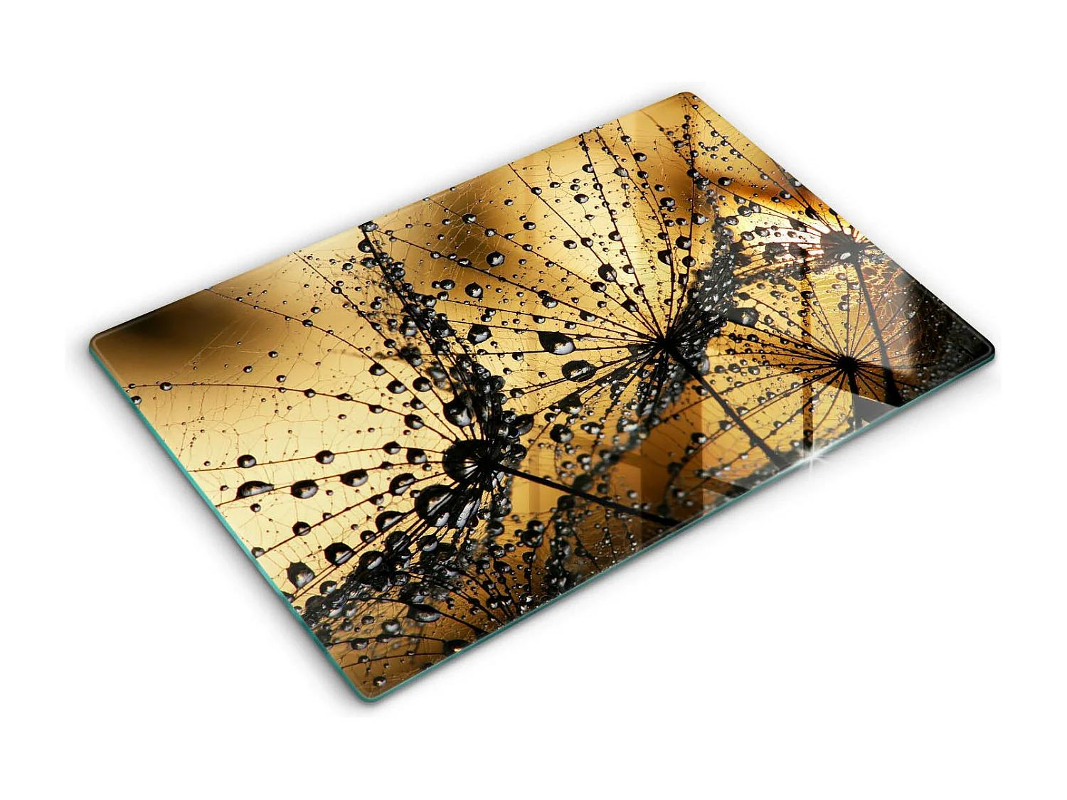 Rechteckiges Küchenbrett aus Glas, 80x52 cm Rosa und Löwenzahn