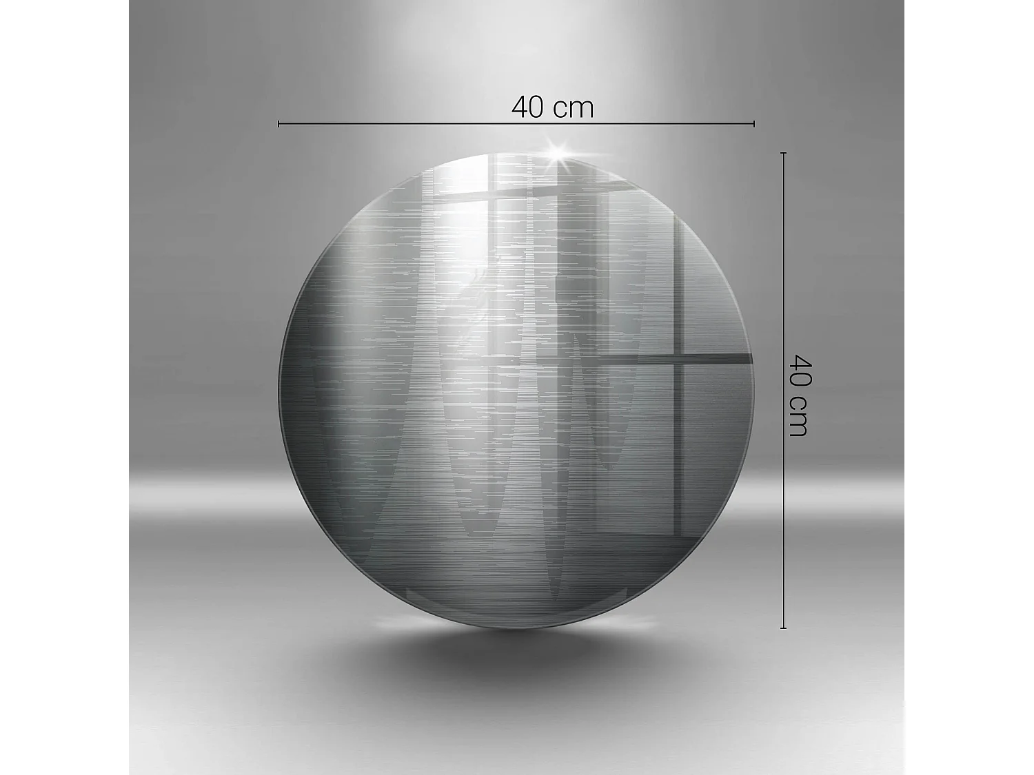 Rundes Küchenbrett aus Glas, 40 cm, Metallstruktur
