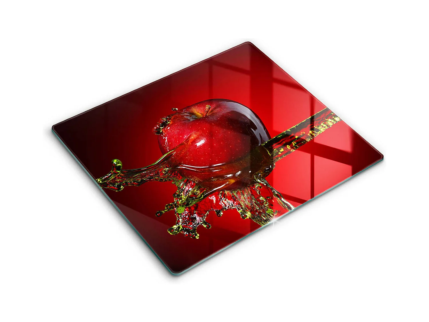 Planche de cuisine rectangulaire en verre, 60x52 cm Pomme dans l'eau