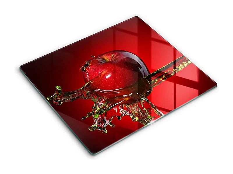 Rechteckiges Küchenbrett aus Glas, 60x52 cm Apfel im Wasser
