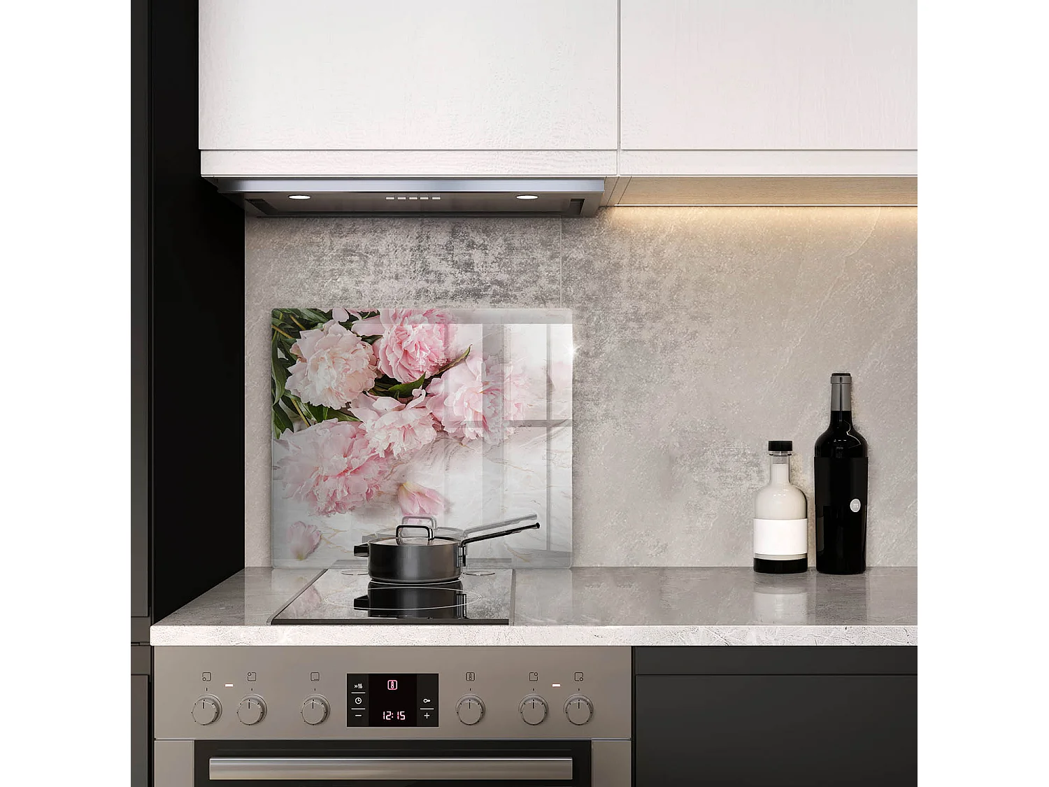 Rechthoekig glazen keukenbord, 60x52 cm Delicate roze bloemen