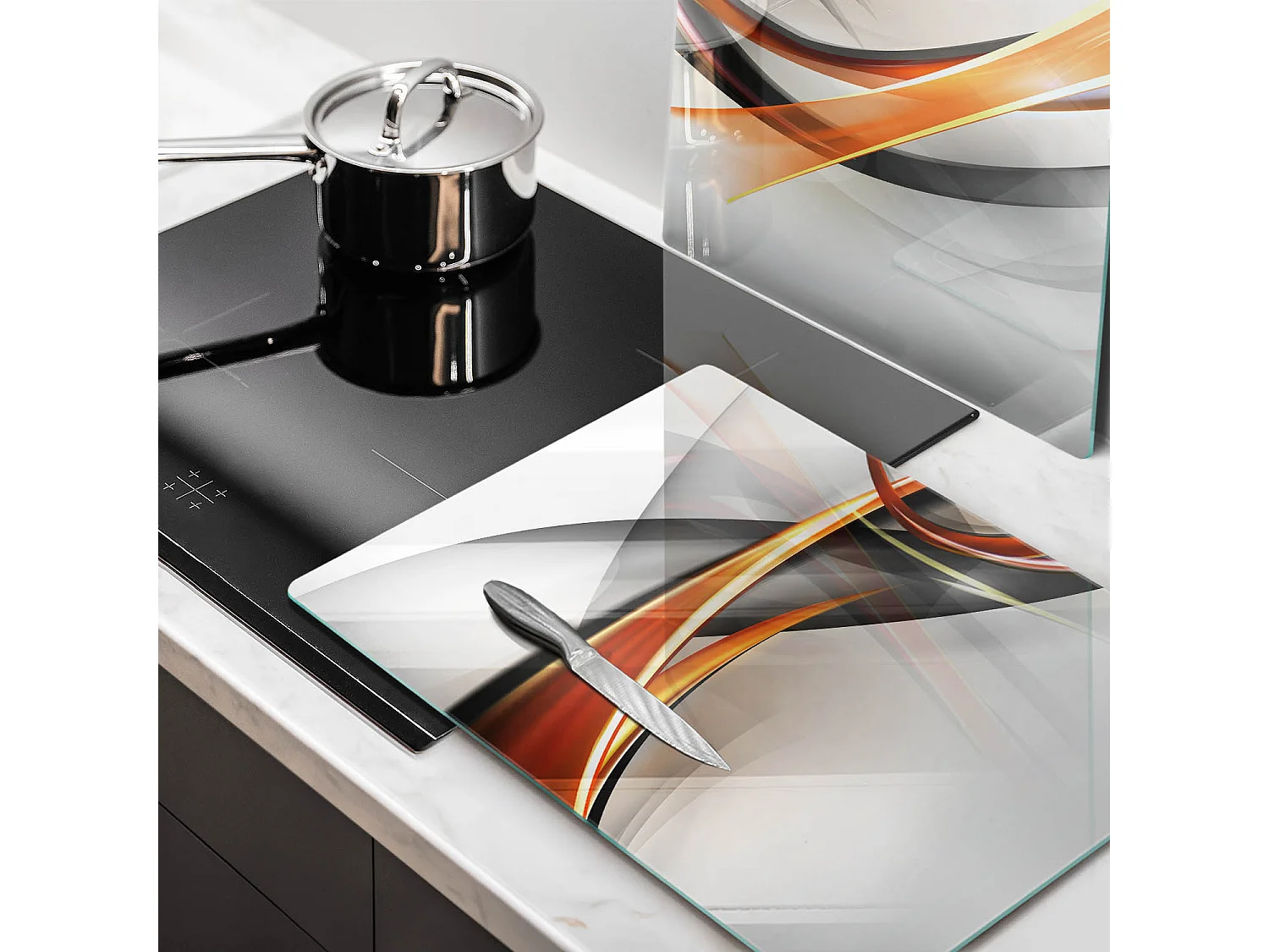 Planche de cuisine rectangulaire en verre, 2 pièces 40x52 cm Formes modernes