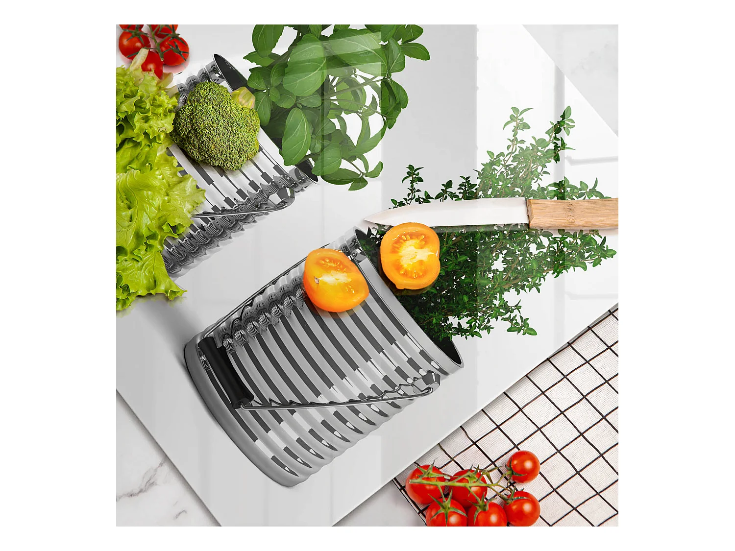 Tagliere da cucina rettangolare in vetro, 80x52 cm Vasi per erbe e piante
