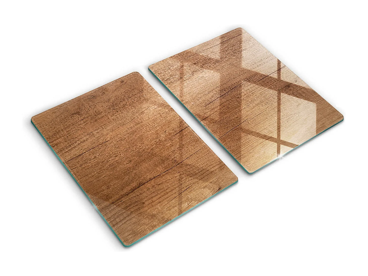 Planche de cuisine rectangulaire en verre, 2 pièces 40x52 cm Texture bois