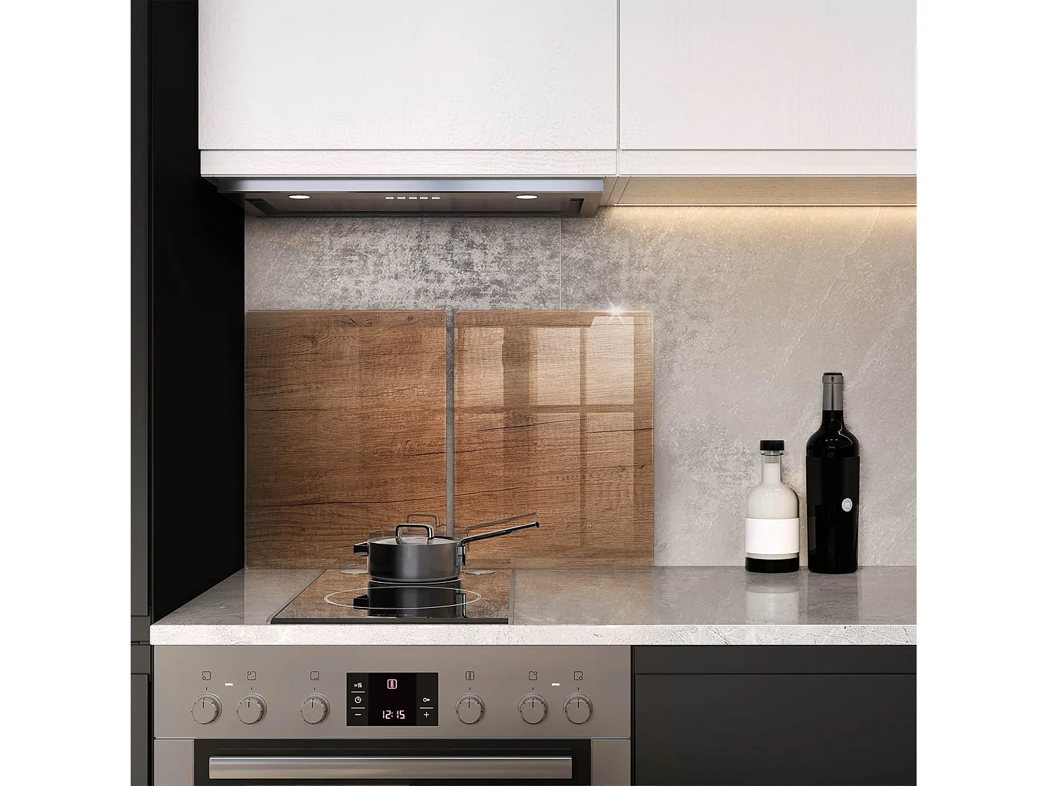 Planche de cuisine rectangulaire en verre, 2 pièces 40x52 cm Texture bois