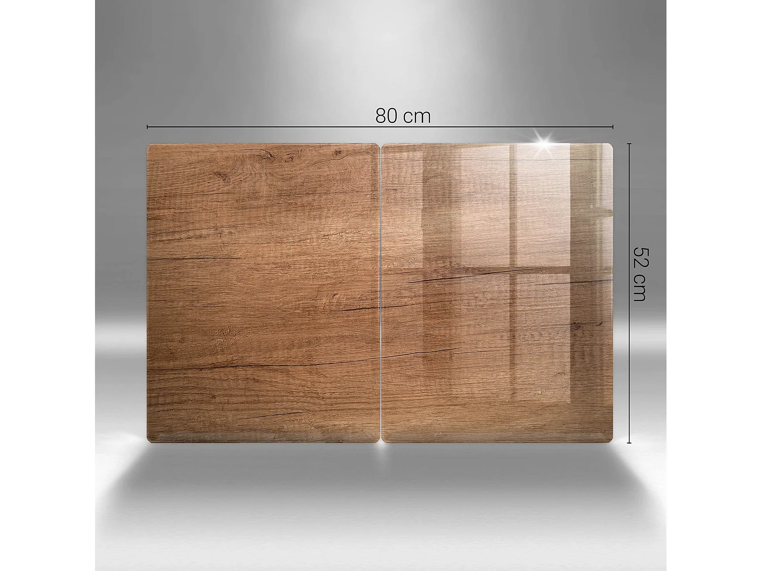 Planche de cuisine rectangulaire en verre, 2 pièces 40x52 cm Texture bois