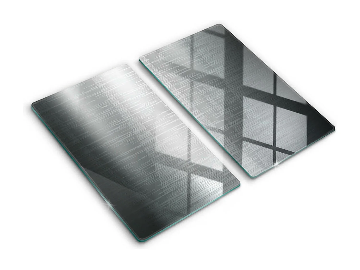 Rechthoekig glazen keukenbord, 2 stuks, 30x52 cm, metalen structuur