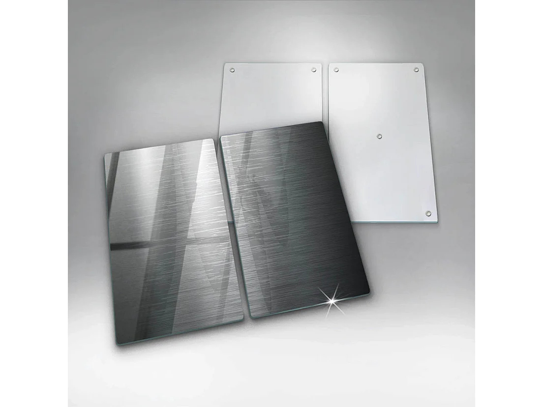 Rechthoekig glazen keukenbord, 2 stuks, 30x52 cm, metalen structuur