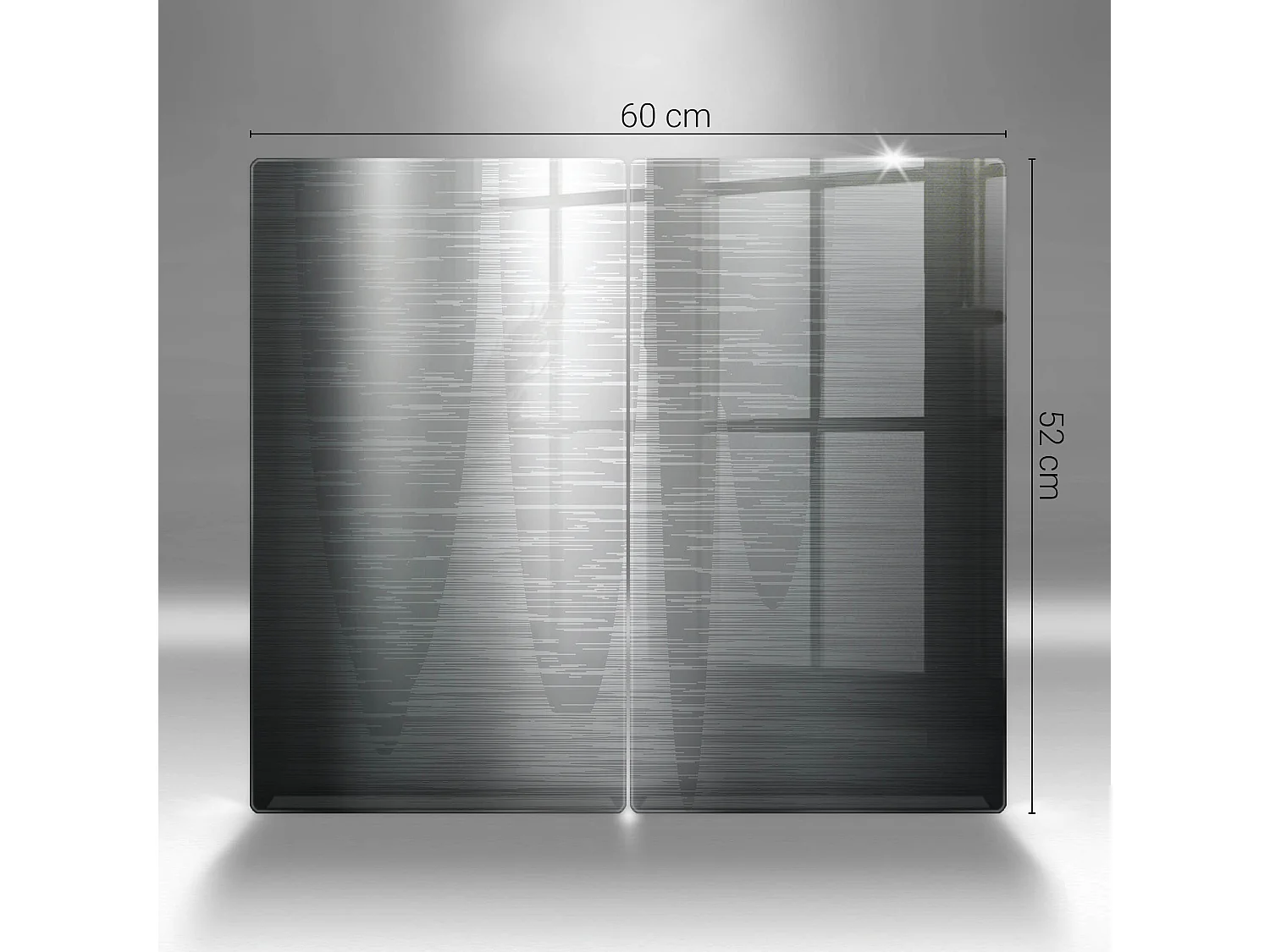 Rechthoekig glazen keukenbord, 2 stuks, 30x52 cm, metalen structuur