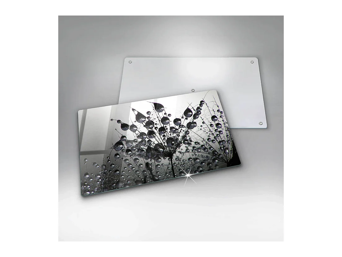 Planche de cuisine rectangulaire en verre, 52x30 cm Pissenlits et rosée